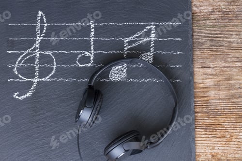 Preview: Music notes with headphones