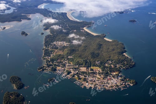 Preview: Aerial Landscape View of a touristic town, Tofino