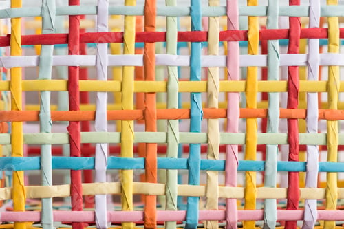 Preview: Handmade basketwork with coloured paper strips