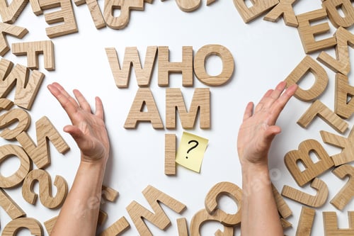Preview: Text from wooden letters and female hands on white background