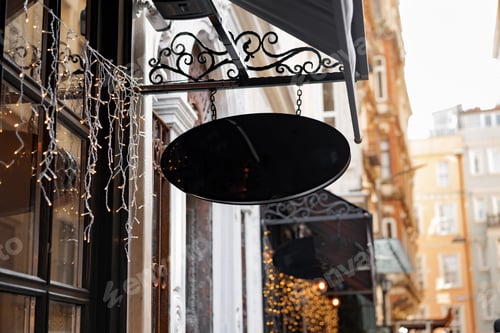 Preview: Cafe blank signboard on the street mock up