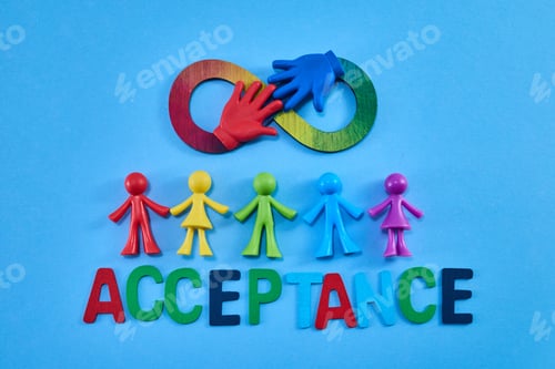 Preview: Autism acceptance month. Infinity symbol of autism. Accepting autistic people.