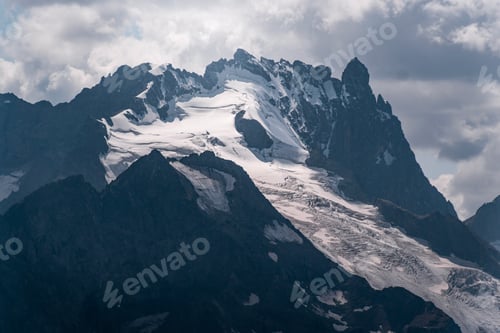 Preview: Spectacular view of the Meije peak in the Ecrins mountains with its ridge and glacier