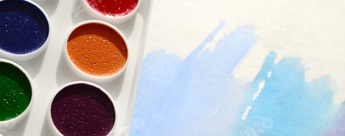 Preview: Colorful Watercolor Palette with Blue Paint Swatch