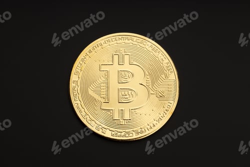 Preview: Bitcoin coin isolated on black background