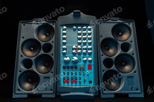 Preview: Stereo audio system with large speakers and amplifier