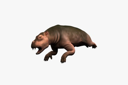 Preview: Hippopotamus in lateral motion with open jaw