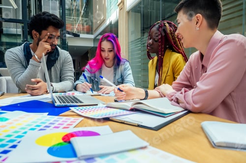 Preview: happy business creative team in office.publishing house planning next sale period