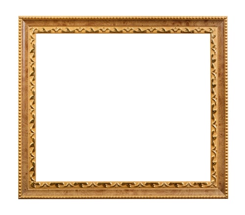 Preview: carved golden wooden picture frame isolated