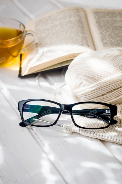Preview: Cozy Still Life with Book and Tea