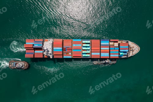 Preview: Cargo Ship Entering Busy Container Port