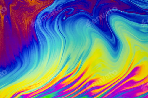 Preview: Psychedelic multicolored patterns background. Photo macro shot of soap bubbles