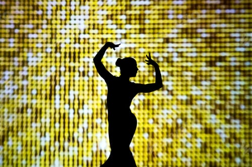 Preview: The girl on the scene. Silhouette of person