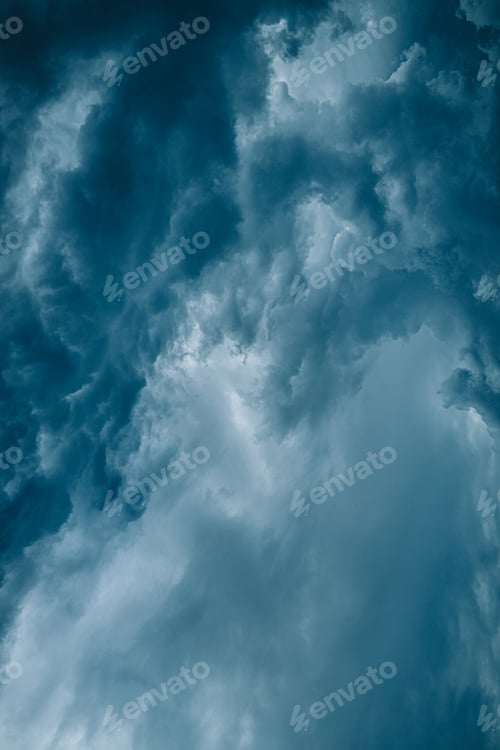 Preview: Cloudy Sky With Dark Storm Clouds During Rain. Natural Background With Rainclouds. natural weather