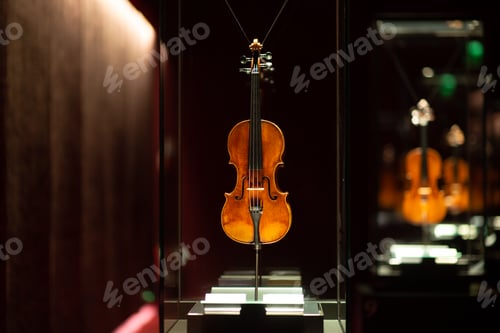 Preview: Violinmaking historical masterpieces on Display in Treasure box room in violin museum Cremona, Italy