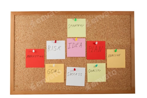 Preview: Colorful Notes Pinned to a Cork Board