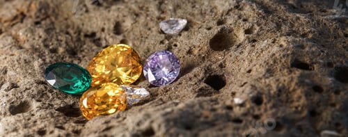 Preview: Natural Sapphire gemstone, Jewel or gems on black shine color, Collection of many different natural