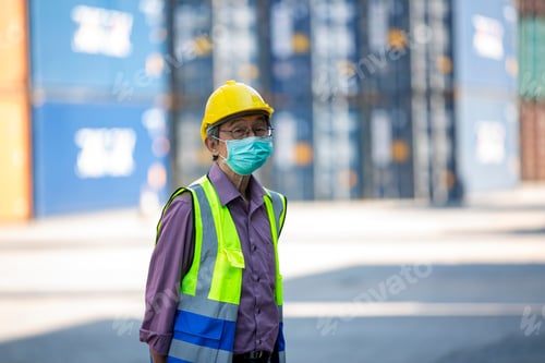 Preview: senior foreman checking containers in the terminal, at import and export business logistic company.