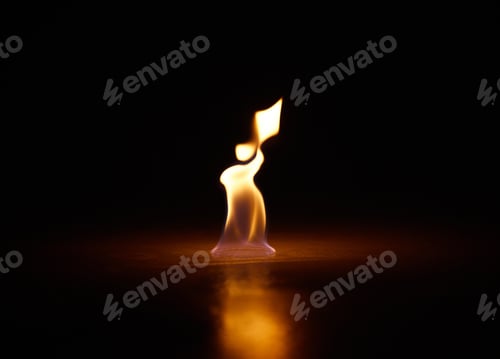 Preview: Flame, heat and fire with black background with sparks, smoke and light from burning in studio. Fue