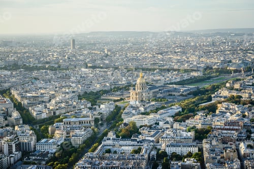 Preview: 54952,Aerial view of Paris cityscape, Paris, Ile de France, France