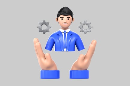 Preview: Businessman hands holding gears concept
