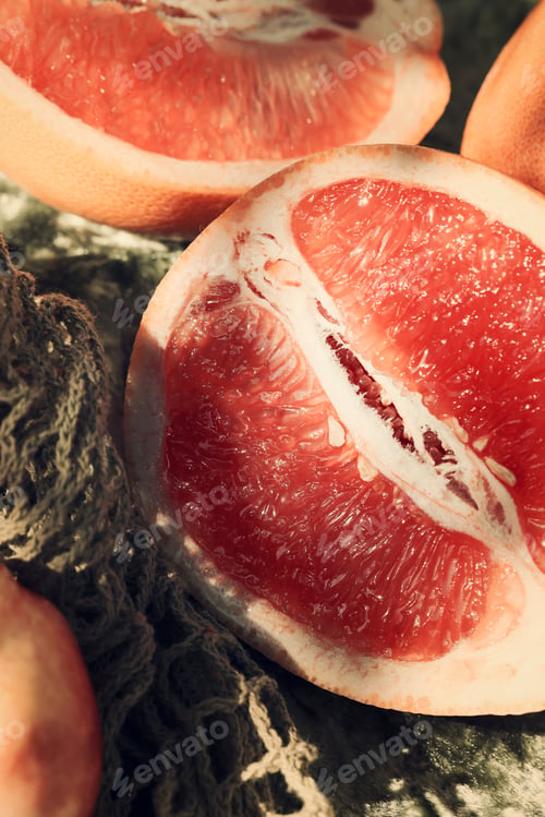 Preview: trendy color combination, pink peaches and grapefruit in reusable , mesh bag. Zero waste