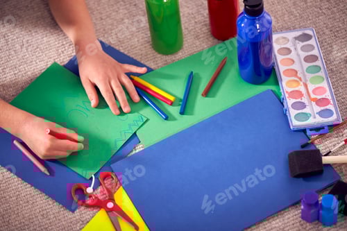 Preview: Close Up Of Boy In Bedroom Making Card To Celebrate Birthday Or Mothers Day