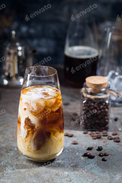 Preview: Ice coffee in a tall glasses
