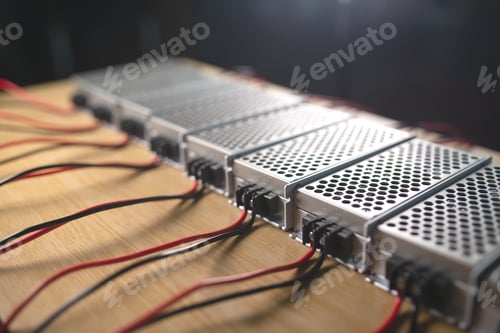 Preview: Close up of the metal mesh cases of power supply