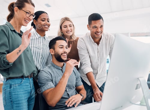 Preview: Video call, business people in international meeting for company networking, staff update or office