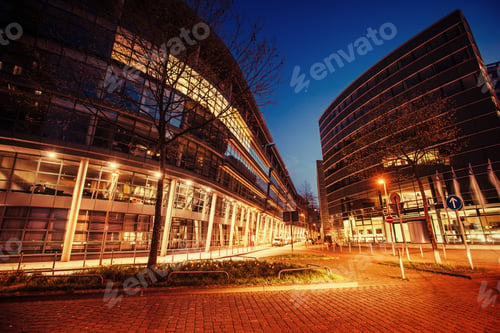 Preview: Night city landscape Dyusildorf. Media harbor. Germany.
