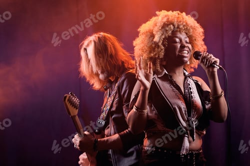 Preview: Music Band on Stage in Smoky Nightclub