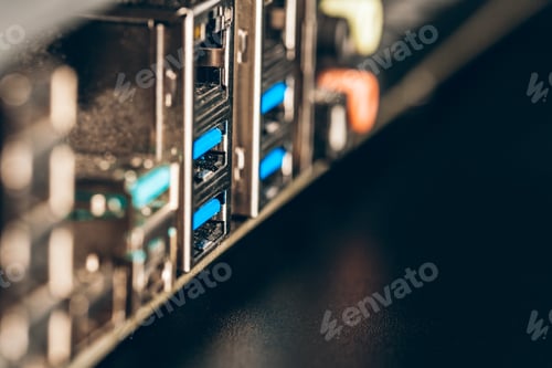 Preview: Close up of a electronic circuit board with processor