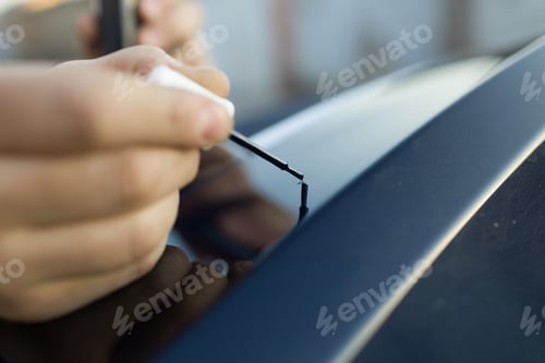 Preview: Brush painting small chip scratches car vehicle detailing paint