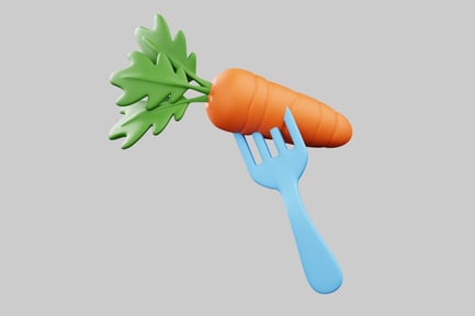 Preview: Cartoon carrot on blue fork