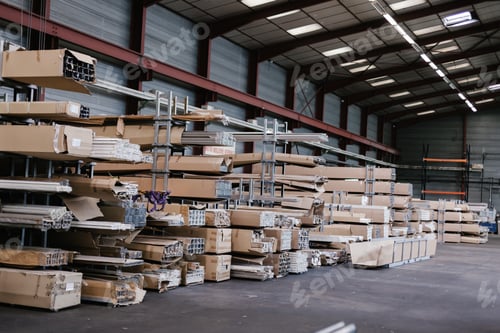 Preview: Warehouse full of cartons of aluminum cutouts