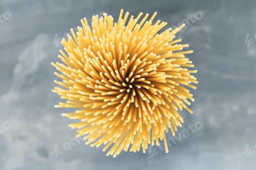 Preview: Top view of bunch Italian spaghetti on the gray background