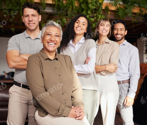 Preview: Happy, smile and portrait of business people in office with diversity, confidence and friendship. H