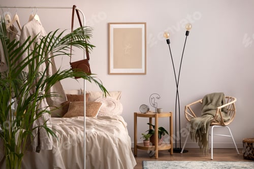 Preview: Stylish composition of cozy bedroom