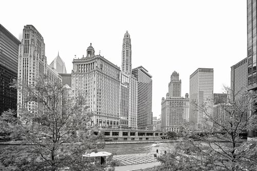 Preview: Black and white picture of Chicago downtown, USA