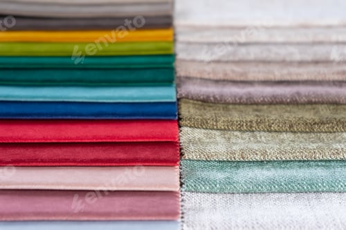 Preview: Colorful Fabric Samples for Interior Design and Textiles