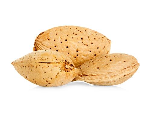 Preview: Almonds Close Up on a White Background