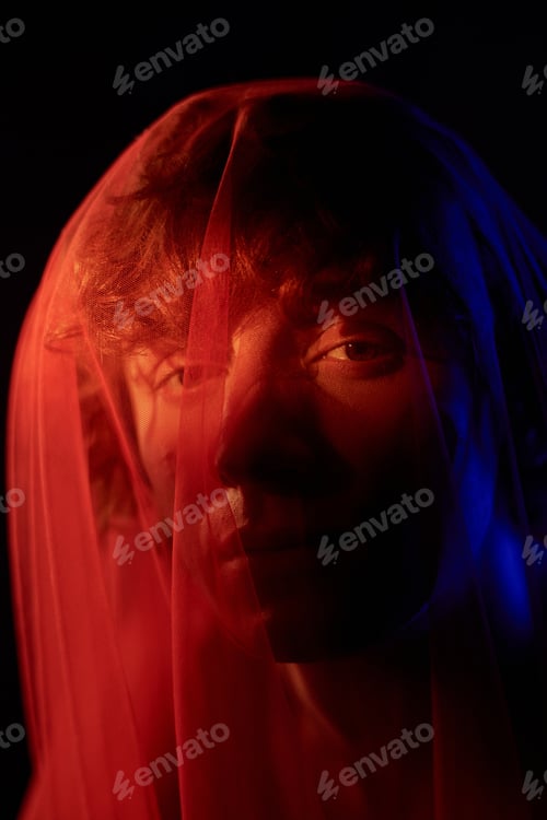 Preview: Sad Face of Man Covered with Fabric