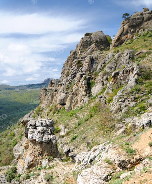 Preview: Huge stone in a mountain valley