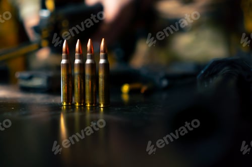 Preview: in a professional shooting range on a black table gun shop professional equipment introductory