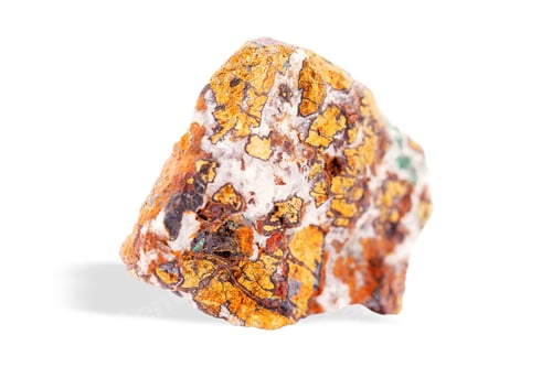 Preview: Macro view of raw chalcopyrite ore with metallic golden surface, natural gemstone crystal