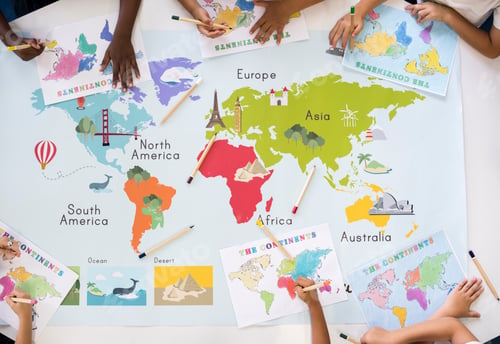 Preview: Kids Learning World Map with Continents Countries Ocean Geograph