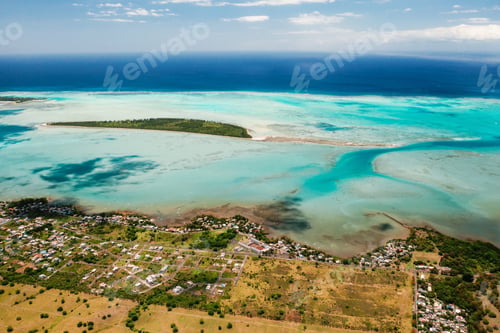 Preview: The view from the bird's eye view on the coast of Mauritius. Amazing landscapes of Mauritius