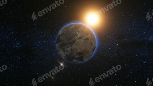 Preview: Space view on Planet Earth and Sun in Universe