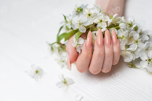 Preview: Elegant pastel pink natural manicure.